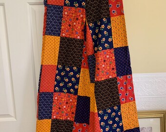 70s パッチワーク　マキシ丈　チェック柄　スカート　ヴィンテージ ヴィンテージ 60 年代 70 年代 キルト パッチワーク チェック柄