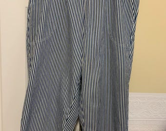 Pantalones cortos vaqueros vintage con estampado de rayas de ferrocarril y cintura elástica, talla grande, años 80.