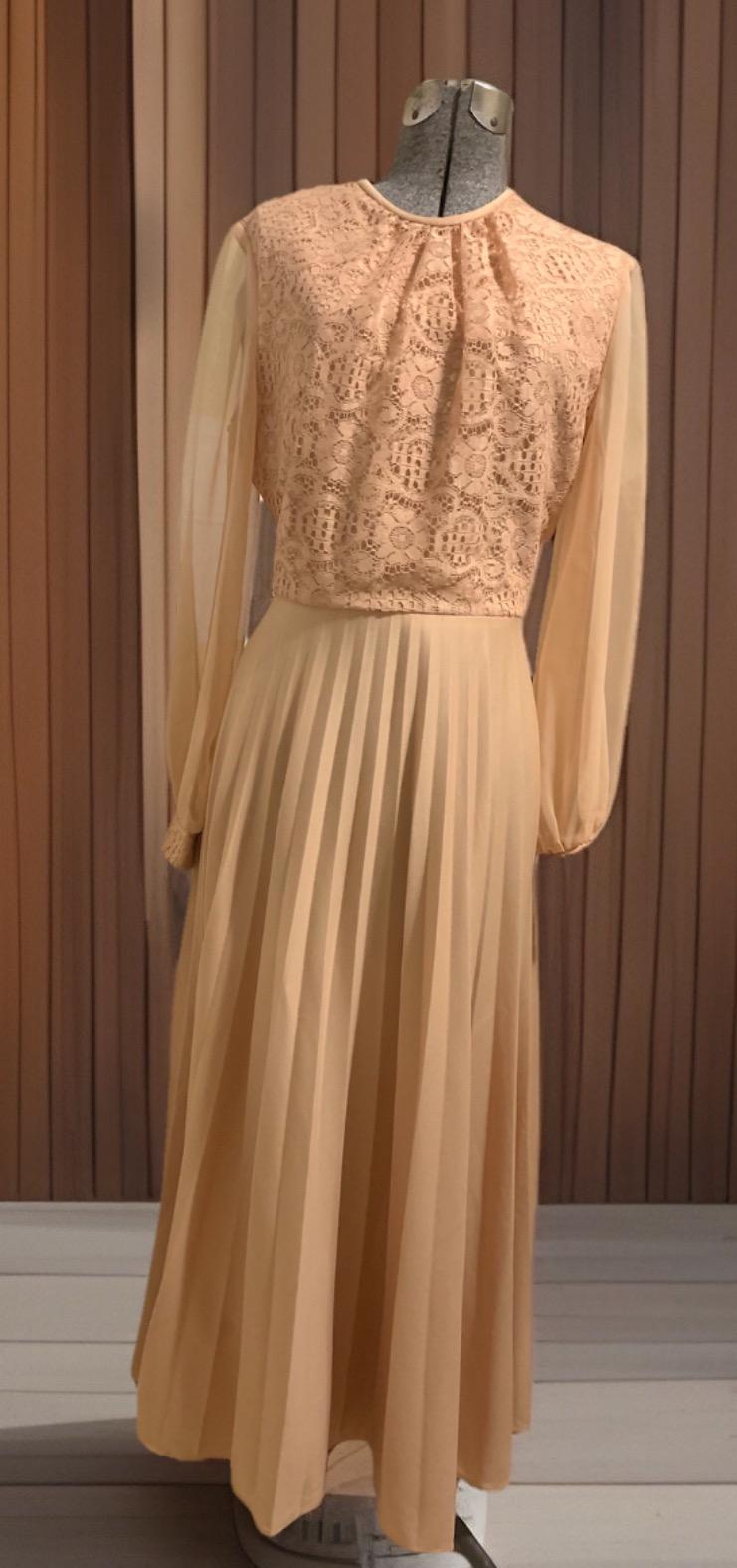 Vintage Dress Tan Pleated Midi W/ Matching Lace Bolero Jacket Women's Size  Med NO Tags! - Etsy