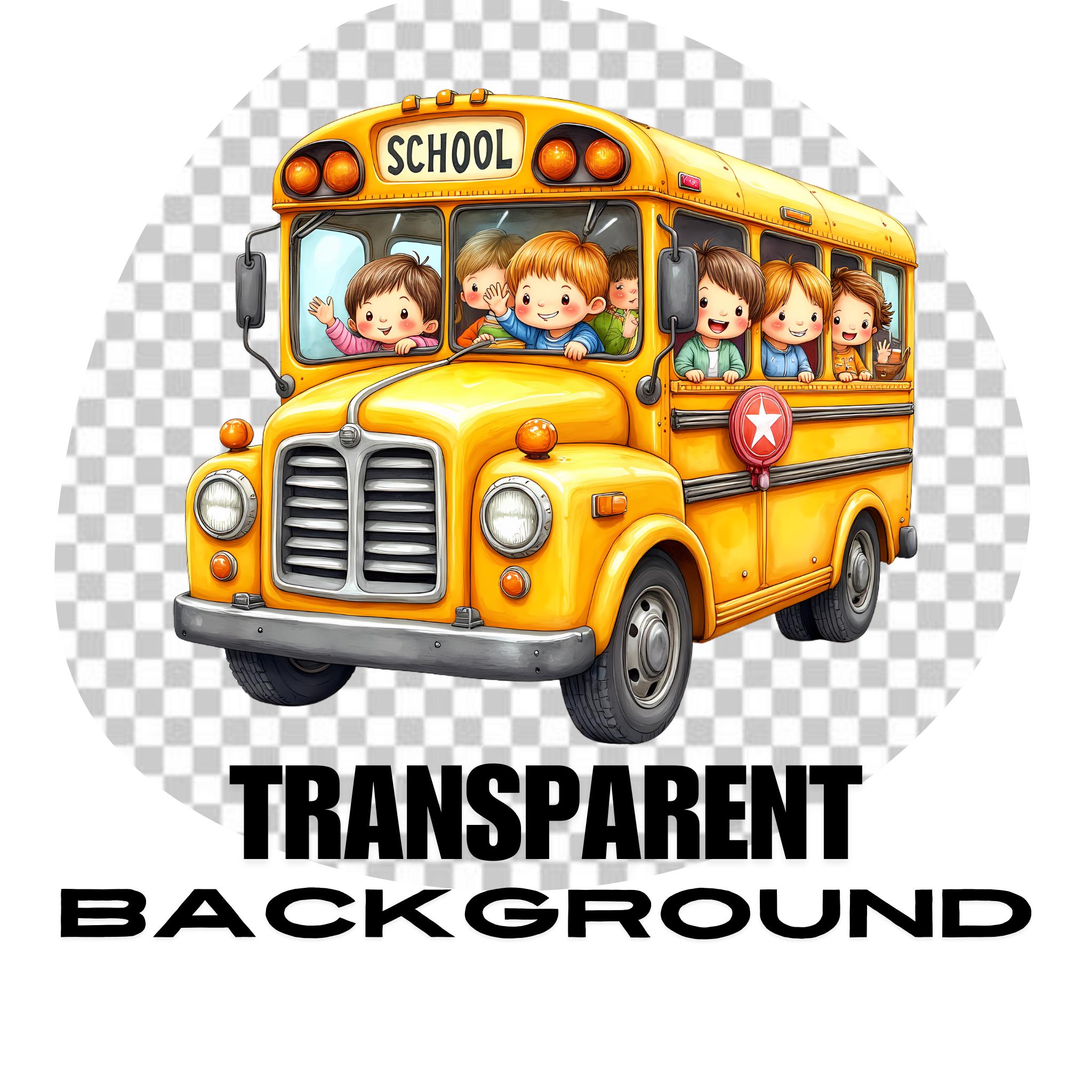 Retro School Bus Clipart Bundle, 88 Pngs, 4096x4096 Px, Transparent ...