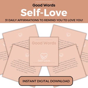 31 afirmaciones imprimibles de amor propio, tarjetas positivas diarias para la confianza y la paz interior - Baraja de afirmaciones minimalista imprimible