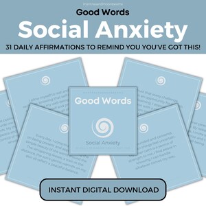 31 tarjetas de afirmación para ansiedad social para imprimir que aumentan la confianza, la calma y alivian el estrés. Descarga instantánea en formato PDF, tarjetas para la ansiedad, buenas palabras