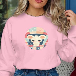 Sudadera de ratón adorable, sudadera kawaii pastel, sudadera de animales de dibujos animados, diseño de ratón caprichoso, sudadera moderna