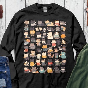 Sudadera con estampado de gato, adorable diseño felino, ropa de moda, gráfico único, ropa acogedora, perfecta para amantes de los gatos, idea de regalo.