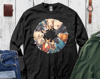 Cute Dog Circle Graphic Print Comfort Colors Sweatshirt, Cozy Animal Lover Gift, Perfect for Pet Owners, Unique Dog Lover Apparel