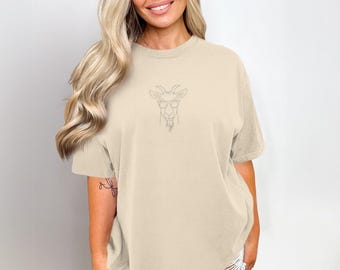Camiseta de cabra con gafas, ropa hipster de animales, divertida camiseta de animales de granja, regalo adorable para amantes de las cabras, camiseta con gráficos de animales de moda