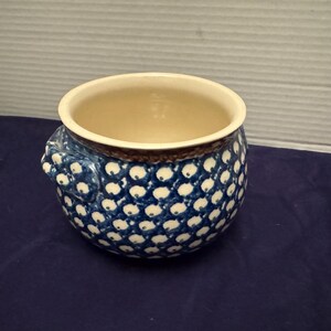 Polish Pottery Rare Kitchen Decor Cream Blue Brown Handles European Kitchen