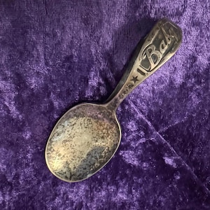Vintage Imperial Silverplate Baby Spoon Stars Mini Curved Handle