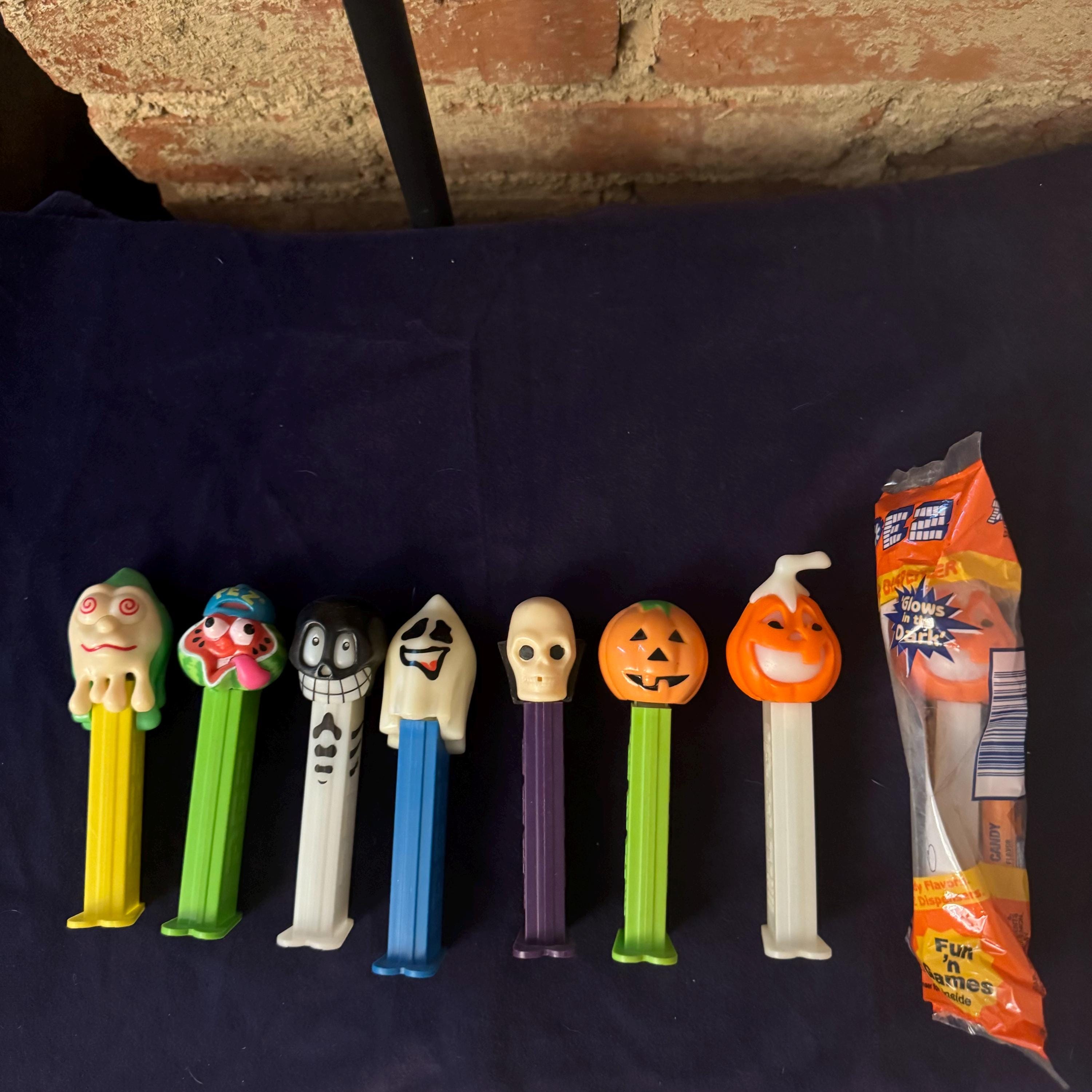 Pez Dispenser Vintage Lot 7 Halloween Including Skeletons Pumpkins