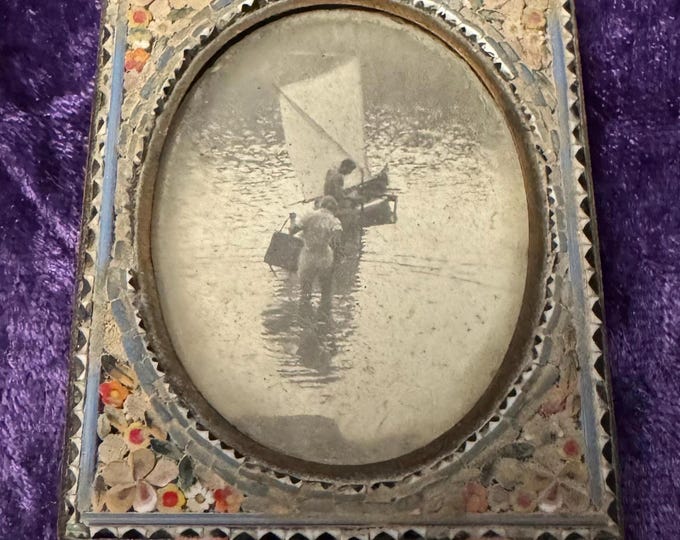 Micro Mosaic Vintage Brass Photo Frame With Old Picture of Man and ...