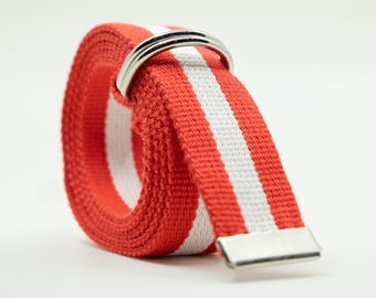 Striped Canvas D Ring Belt – Adjustable Web Belt, Plus Size