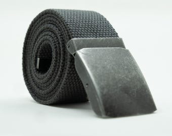 Custom Military Canvas Belt – Distressed Buckle, Adjustable Web Belt