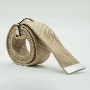Custom Beige Canvas D Ring Belt - Adjustable Web Belt, Plus Size
