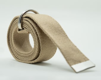 Custom Beige Canvas D Ring Belt - Adjustable Web Belt, Plus Size