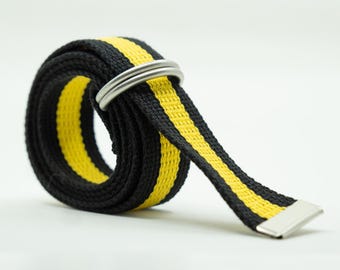 Striped Canvas D Ring Belt – Adjustable Web Belt, Plus Size