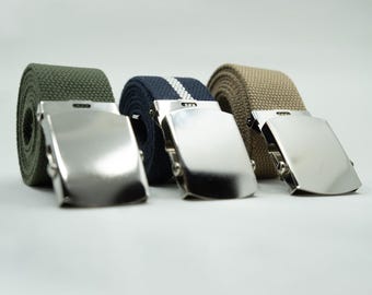 Custom Size Military Belt - 1.5" Canvas Web Belt - Adjustable No Holes Belt - Plus Size Big Tall