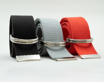 Custom Size D Ring Belt - 1.5" Canvas Web Belt - Adjustable No Holes Belt - Plus Size Big Tall