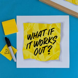 ¿Y si funciona? Lámina artística sin marco, póster motivacional, notas adhesivas inspiradoras, arte de afirmación diaria, arte para la superación personal.
