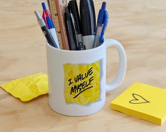 I Value Myself Mug – Inspirational Affirmation Coffee Cup, Mental Health Gift, Encouragement Mug, Self-Care Gift, Motivational Quote Mug