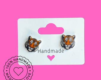 Orecchini a forma di tigre minuscoli - argento sterling - Italia