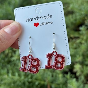 Pendientes con número de camiseta personalizado, mini pendientes con número deportivo, pendientes de equipo personalizados, joyas para mamás deportistas, colgantes con número personalizado
