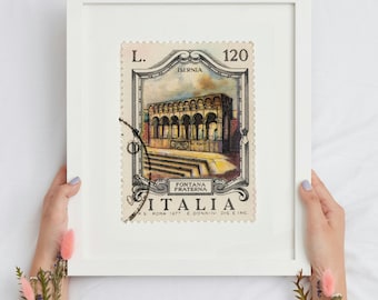 Italian Stamp Print | Vintage Isernia Architecture Photography