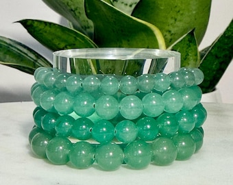 Pulseira de Cristal de Aventurina Verde para Sorte e Prosperidade, Pedra Preciosa de Cura