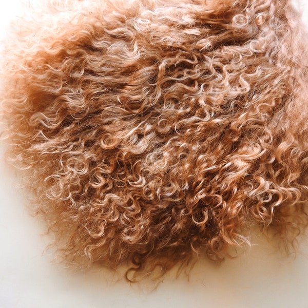 Dark Blond Tibetan Lamb Mohair 7 x 5"   BJD  Curly Fur Doll Wigs, Waldorf, Reroot, Mongolian Hair Lambskin Blonde