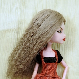 Monster Doll Wig Ash Blond OOAK Custom Mohair Tibetan Lamb Fur Size 5