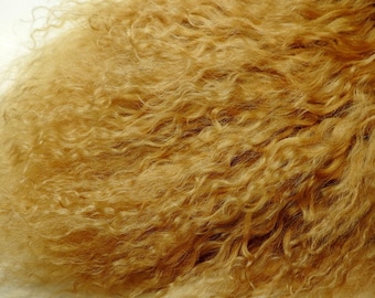 Dirty Blond Tibetan Lamb Doll Hair 4x4 Mongolian Mohair Curly for Wigs Blonde