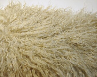 Dirty Blond Tibetan Lamb Doll Hair 4x4 Mongolian Mohair Curly for Wigs Blonde