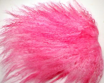 Tibetan Lamb Mohair Wool Doll Hair Wigs, Trolls, Rerooting : Variegated Pink 7-1/4 x 4-1/2"