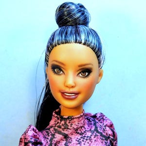 SALE --Barbie Doll Fashionista MTM Body Repaint OOAK Custom Reroot &quot;Sally&quot; Rerooted and Repainted