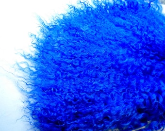 Sapphire Blue Tibetan Lamb Mohair: OOAK Doll Hair, Wigs, Rerooting (9-1/2 x 6")