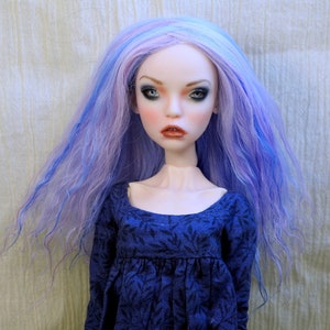 Popovy Doll BJD OOAK Tibetan Lamb Mohair  Wig 12cm / Size 4.72&quot; Pastel Blend Pink Blue