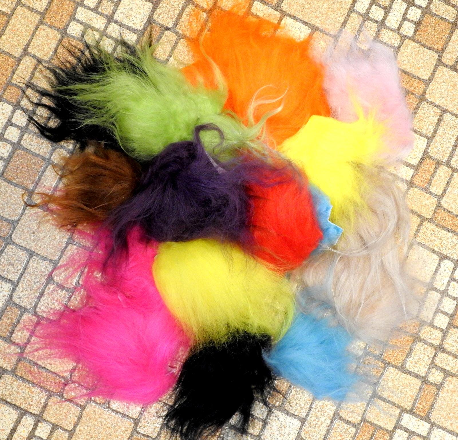 Icelandic Sheepskin Troll Hair Remnants and Trimmings- Mixed colors 6 oz.