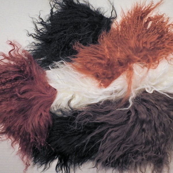 Tibetan Lamb Mohair Doll Hair 6 oz  Remnant Mixed Colors  Assortment Scrap Lot  Natural Shades