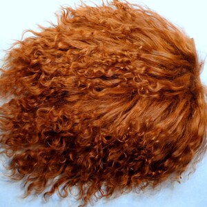 Tibetan Lamb Mohair Auburn Red 4-1/2 x 6-1/4"  Doll Hair Wigs Waldorf Reroot Bears Blythe BJD Mongolian Curly Fur