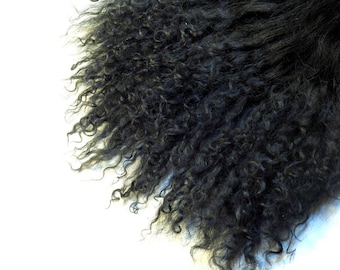 Black Tibetan Lamb Mohair Doll Hair- Doll wigs, trolls, reroot 7 x 6"