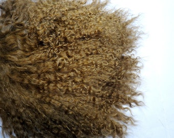 Tibetan Lamb Mohair Medium Brown Doll Hair 5 x 7"  Fur Mongolian Curly for Wigs Reroot Waldorf