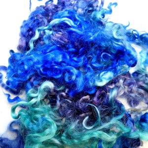 Cotswold Wool Locks Separated Dyed 1.3 + oz Spinning Felting #44-45 Mint Green, Blue, Purple