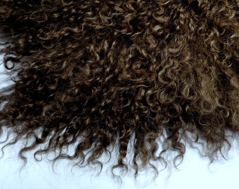 Tibetan Lamb Mohair Dark Espresso Brown Doll Hair 6 x 5"  Fur Mongolian Curly for Wigs Reroot Waldorf