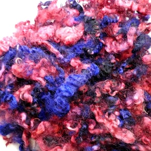 Dyed Border Leicester Wool Locks: Rose Mauve Purple Blue, 2.1 oz