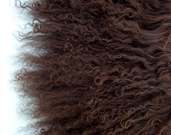 Dark Espresso Brown Tibetan Lamb Mohair: Doll Hair Wig Reroot 7-3/4 x 6-1/4"