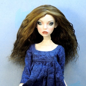 Popovy Doll BJD OOAK Tibetan Lamb Mohair  Wig 12cm / Size 4.72&quot; Medium Golden Brown