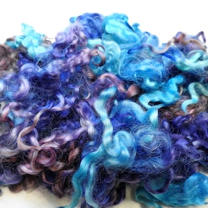 Cotswold Wool Locks Separated Dyed 1.5 oz Spinning Felting #40-41 Blue Purple Brown