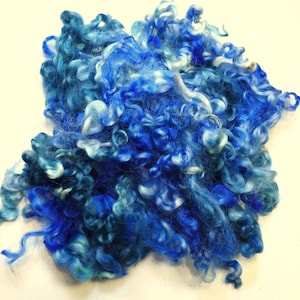 Cotswold Wool Locks Separated Dyed 1.5 + oz Spinning Felting #42-43 Blue Aqua Cream