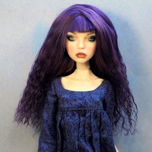 Popovy Doll BJD OOAK Tibetan Lamb Mohair  Wig 12cm / Size 4.72&quot; Purple with Bangs
