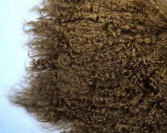 Tibetan Lamb Mohair Medium Brown Doll Hair 8 x 8" Fur Mongolian Curly for Wigs Reroot Waldorf