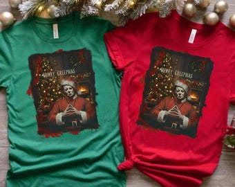 Camisa vintage de Michael Myers, sudadera navideña, camisa navideña de terror, sudadera navideña, Papá Noel de terror